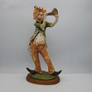 Vintage Pucci Arnart Hobo Clown 11" Figurine‎ Statue playing Horn Trumpet 1984